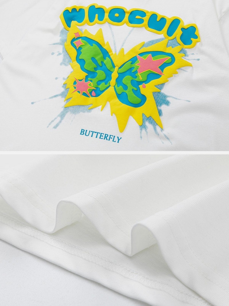 T Shirts Aelfric Eden Butterfly Print Tee Blanche | SEG-72042676